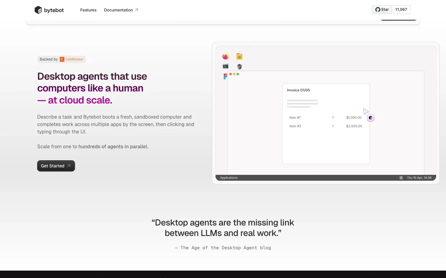 Homepage of Bytebot