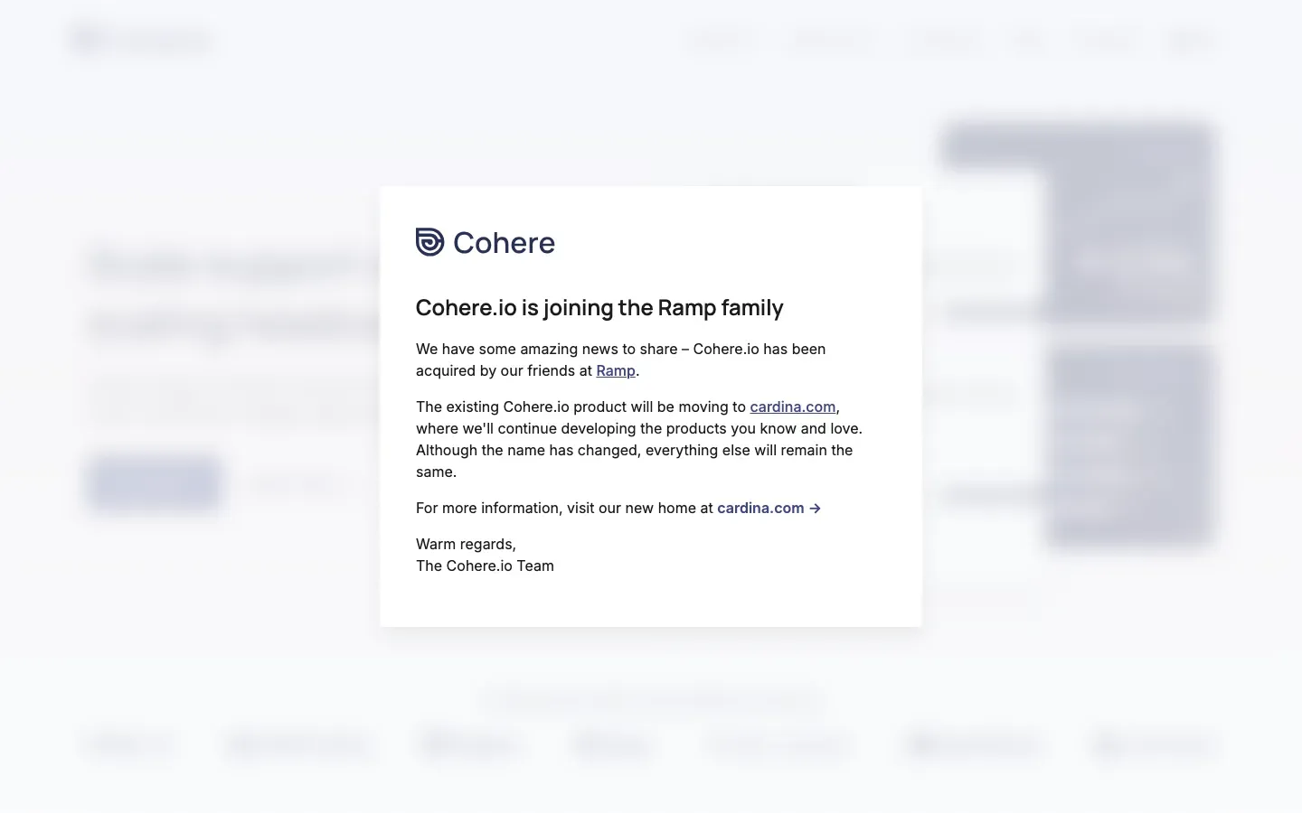 Homepage of Cohere.io