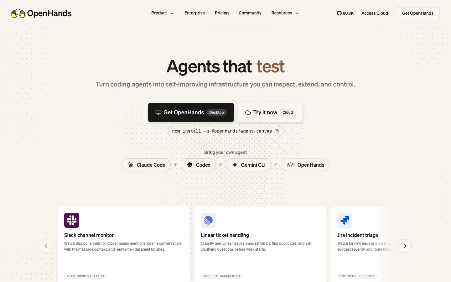 Homepage of OpenHands