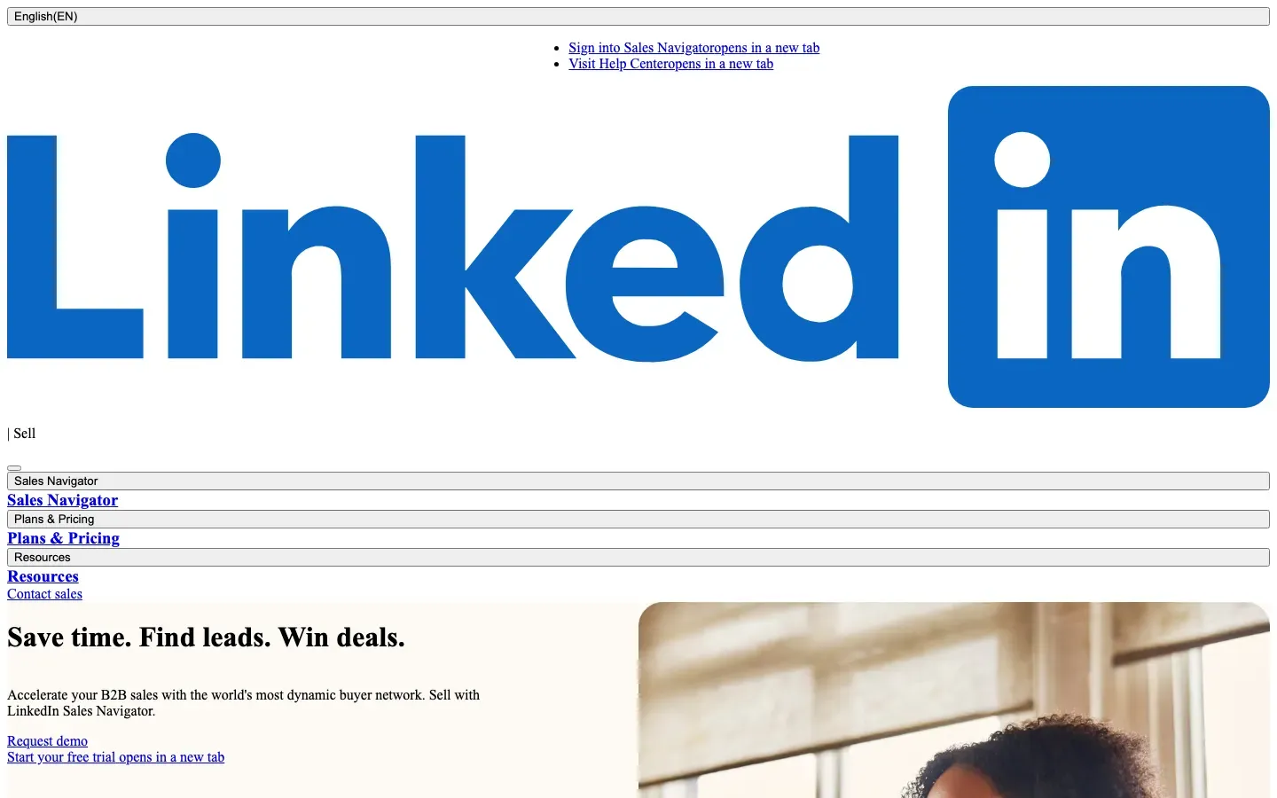 Homepage of LinkedIn Sales Navigator