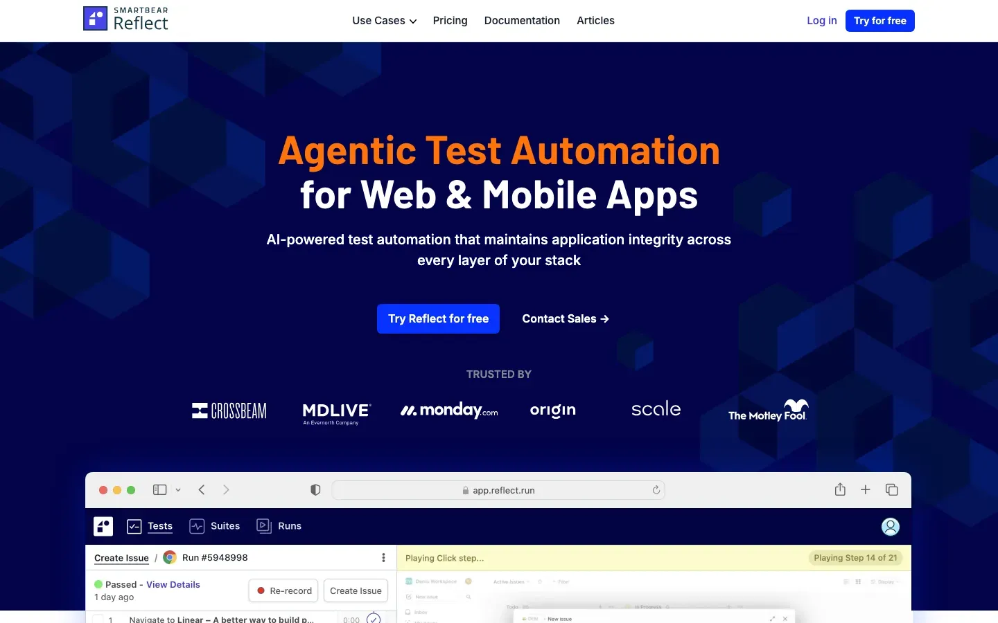 Homepage of Reflect
