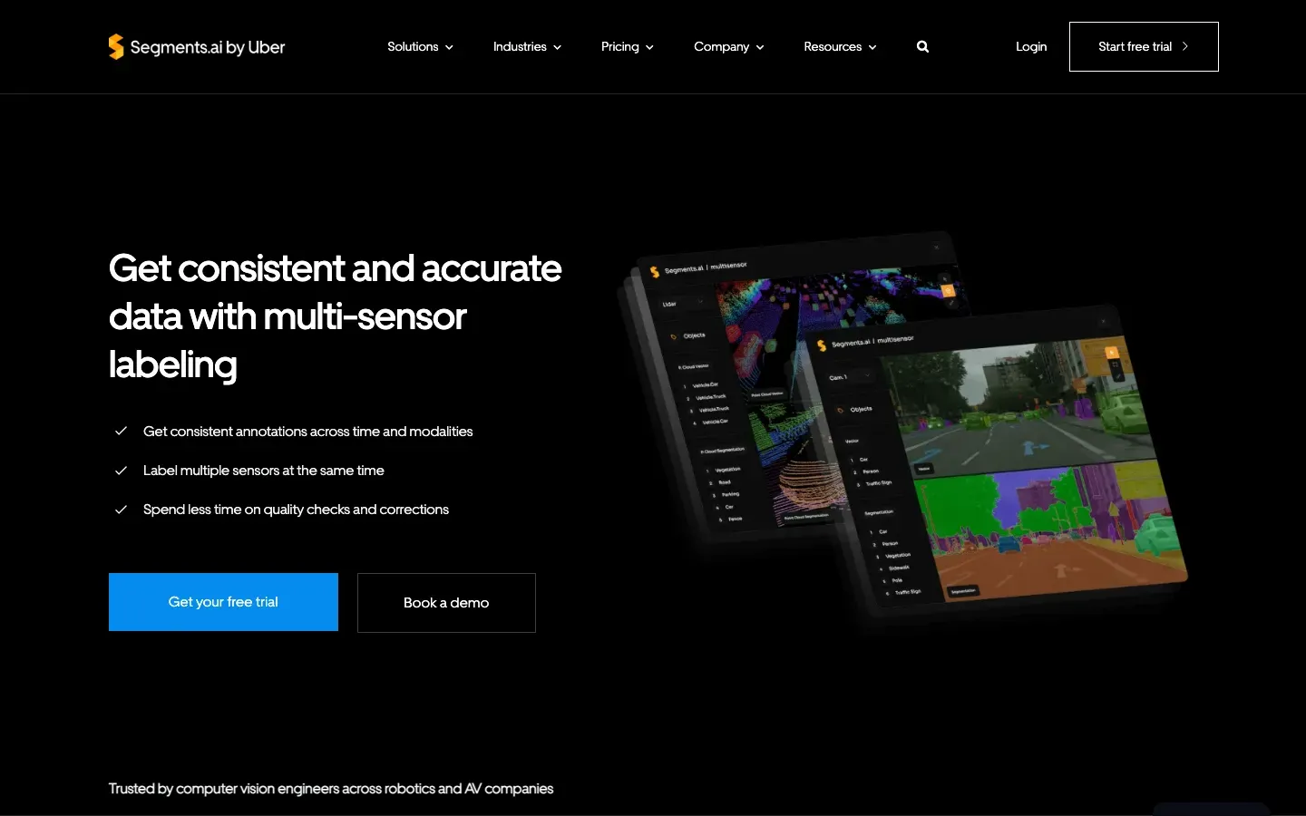 Homepage of Segments.ai