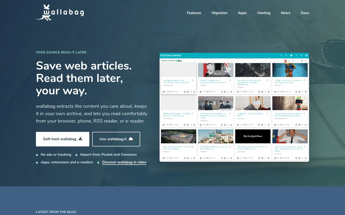 Homepage of wallabag