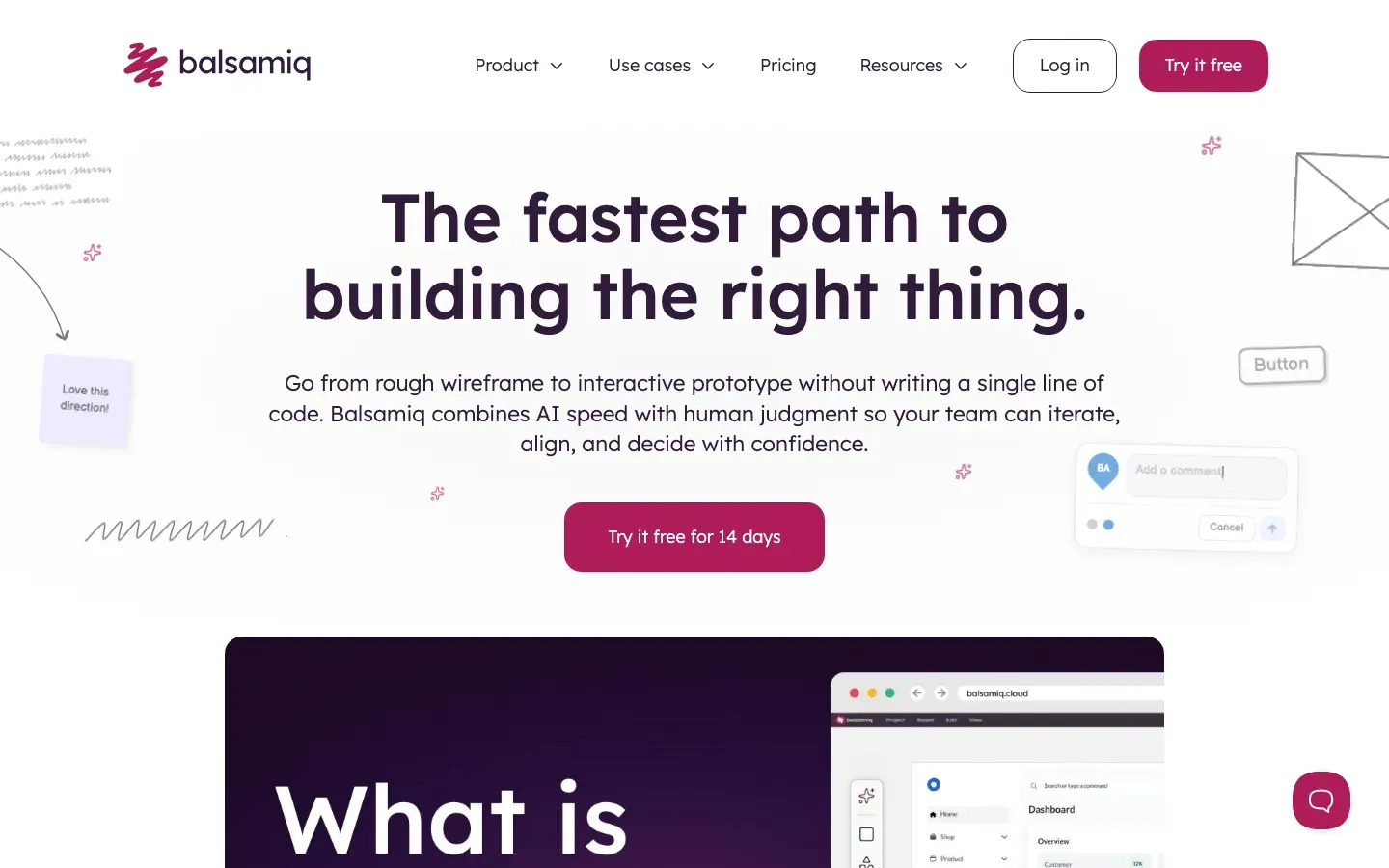 Homepage of Balsamiq