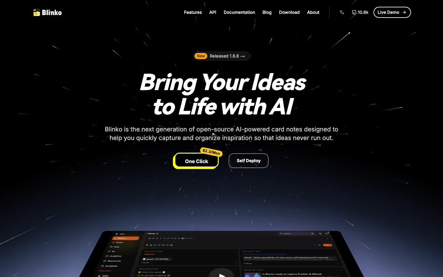Homepage of Blinko