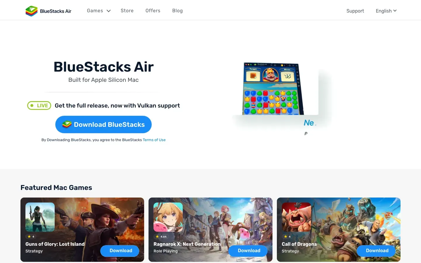 Homepage of BlueStacks