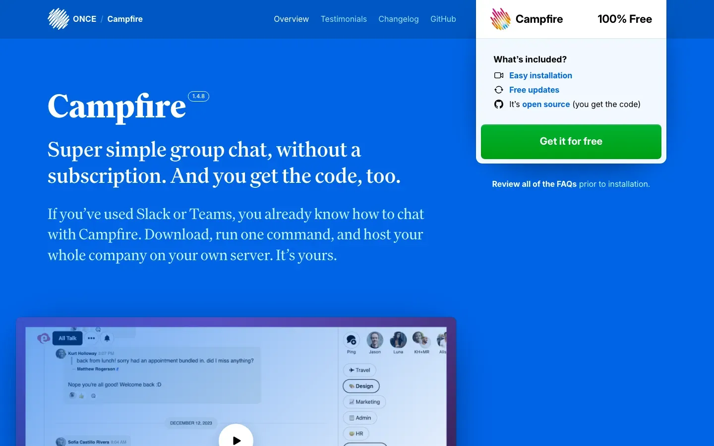 Homepage of Campfire