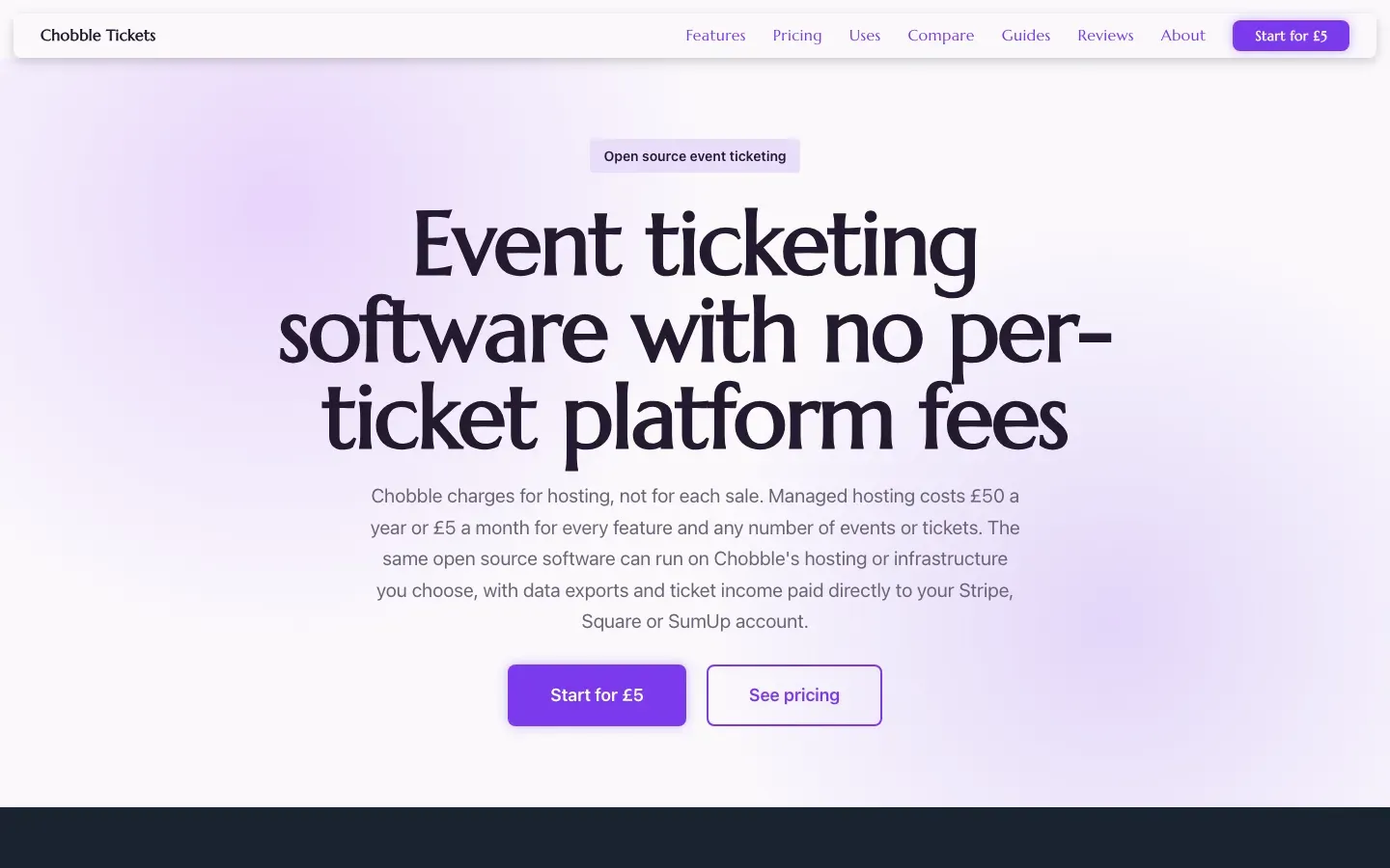 Homepage of Chobble Tickets