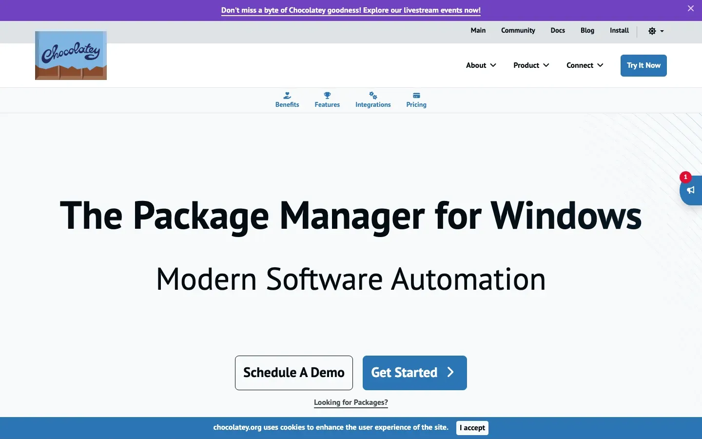 Homepage of Chocolatey