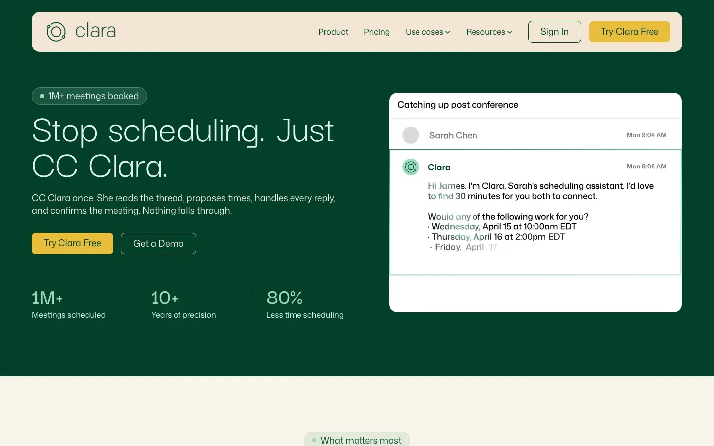 Homepage of Clara