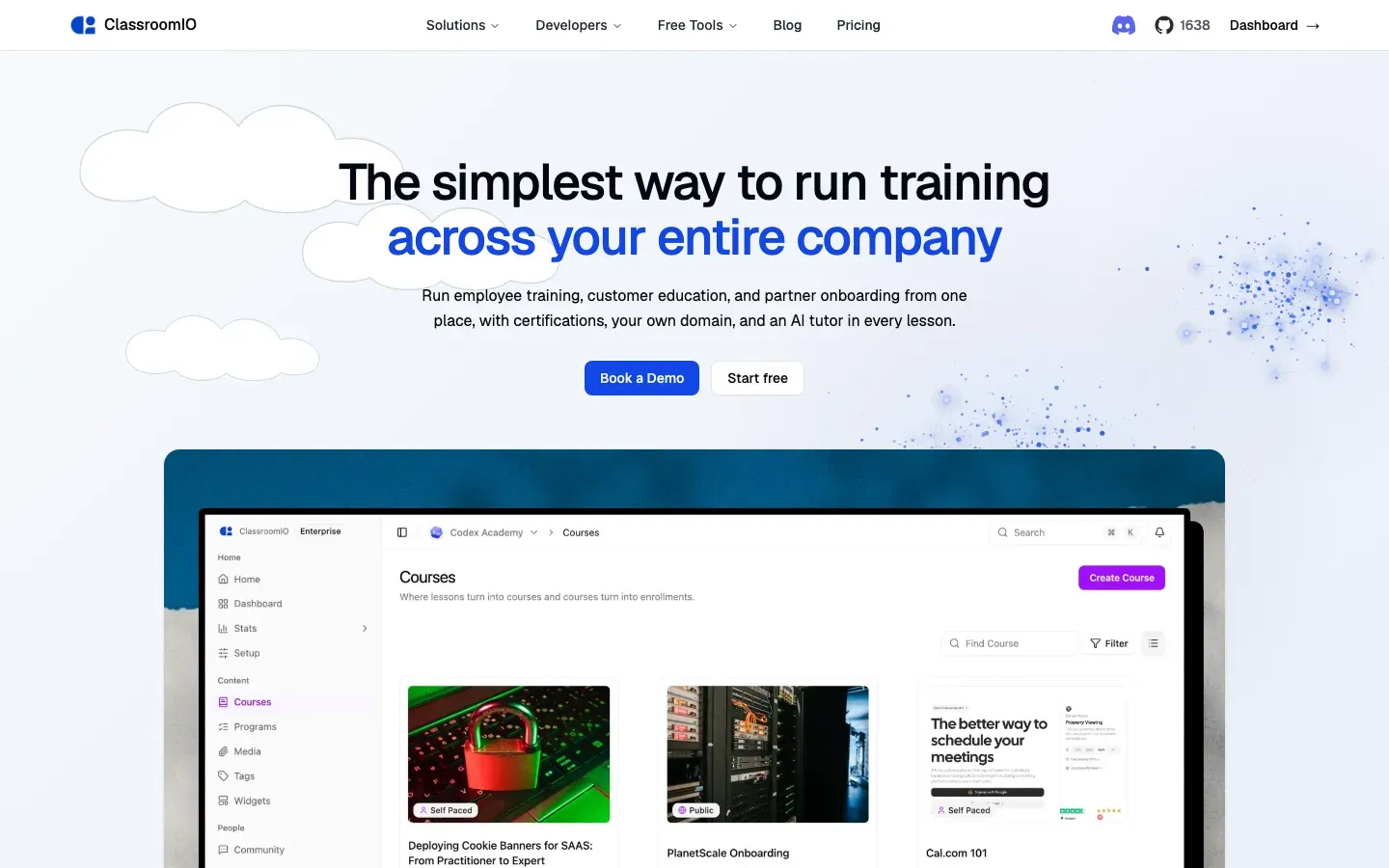 Homepage of ClassroomIO