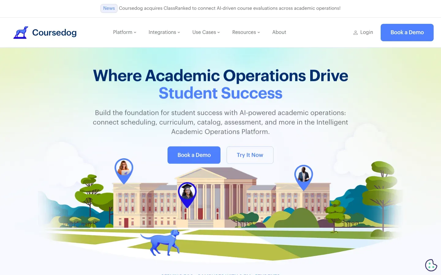 Homepage of Coursedog
