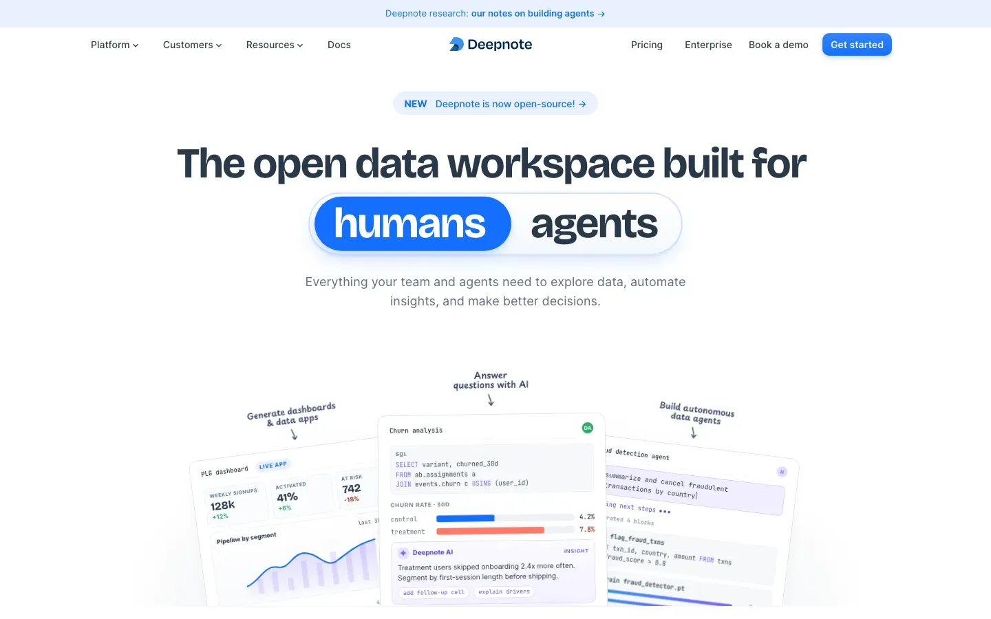 Homepage of Deepnote