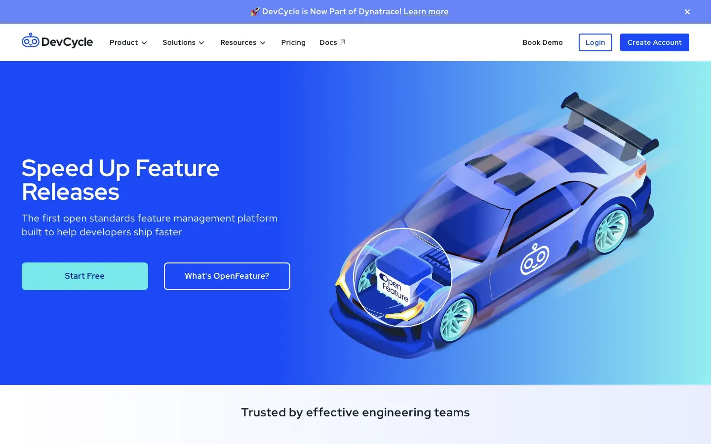 Homepage of DevCycle