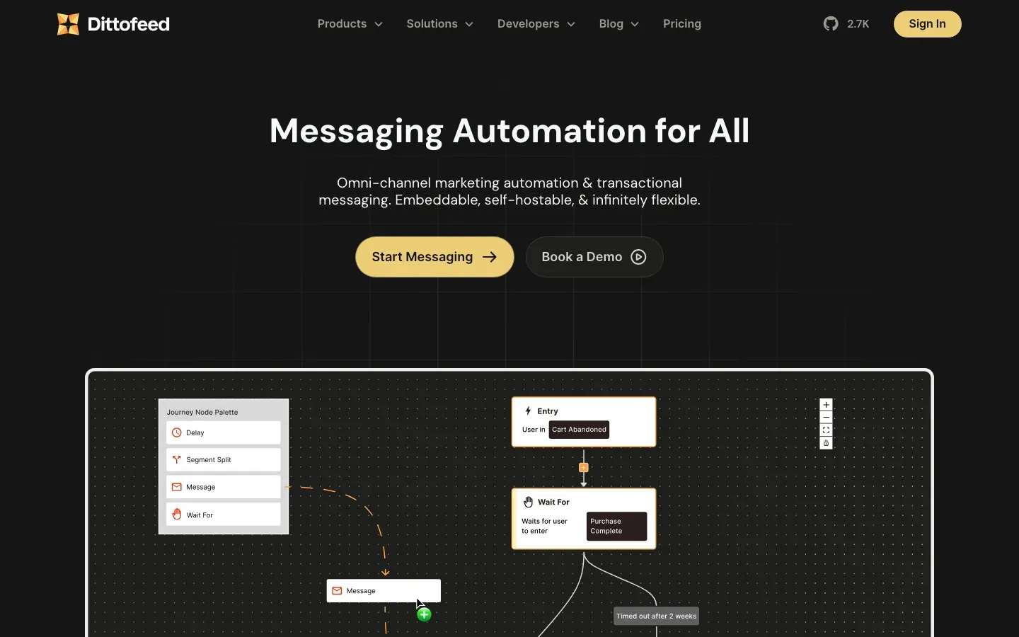 Homepage of Dittofeed