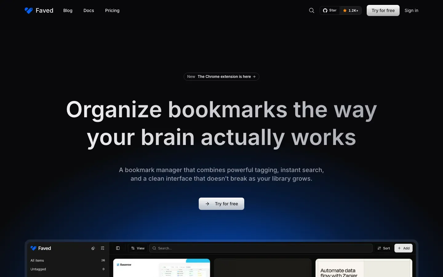 Homepage of Faved