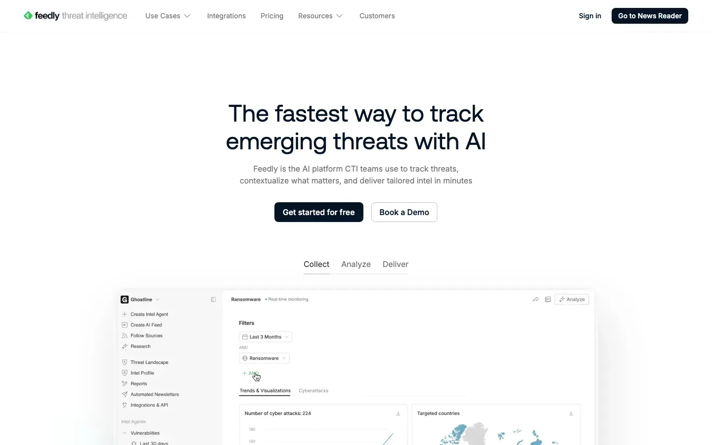 Homepage of Feedly Threat Intelligence