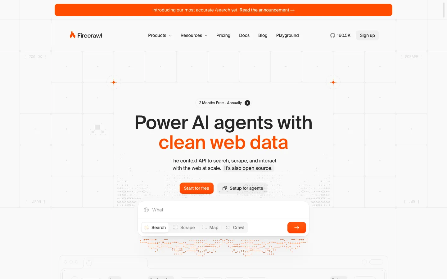 Homepage of Firecrawl