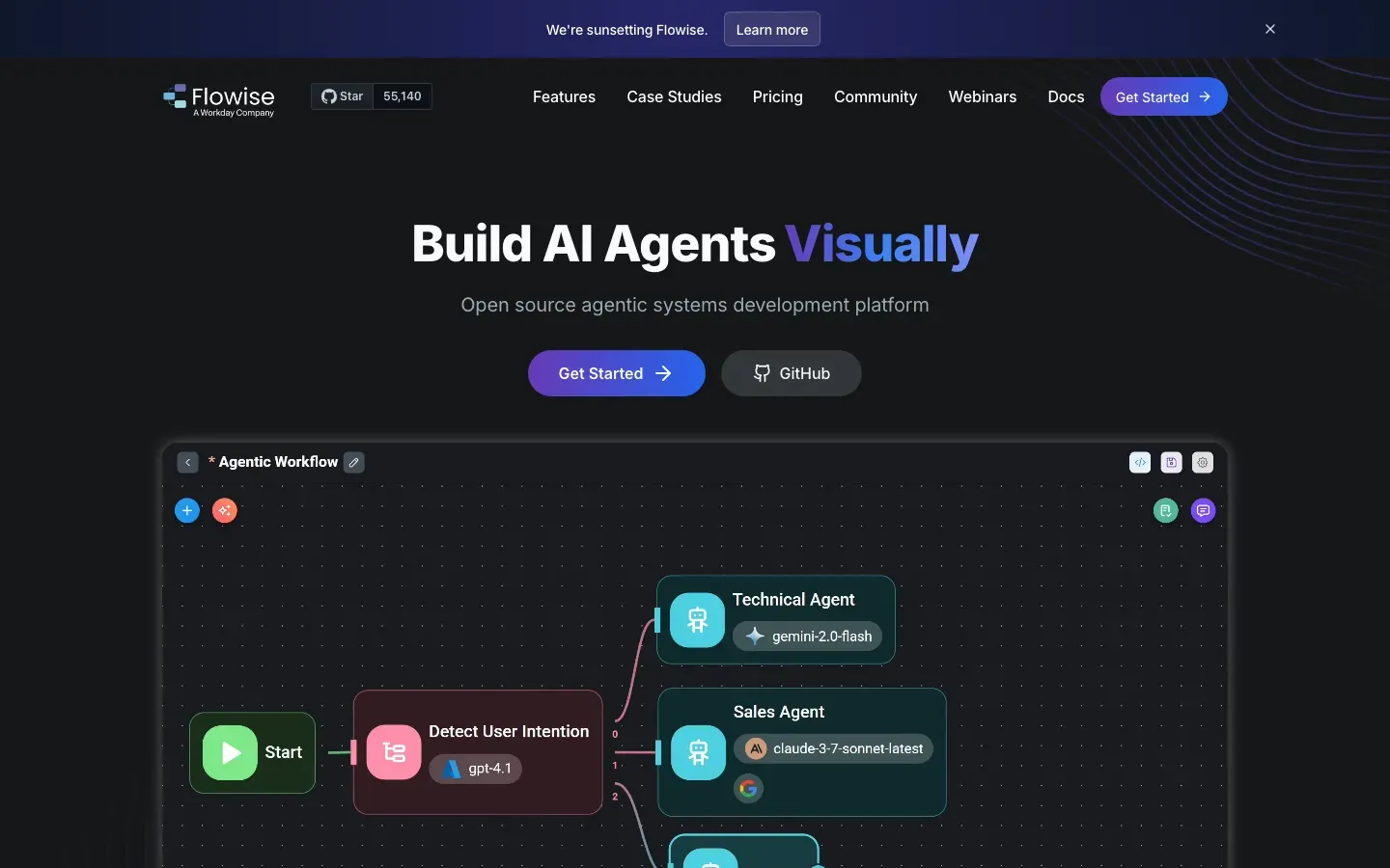 Homepage of Flowise