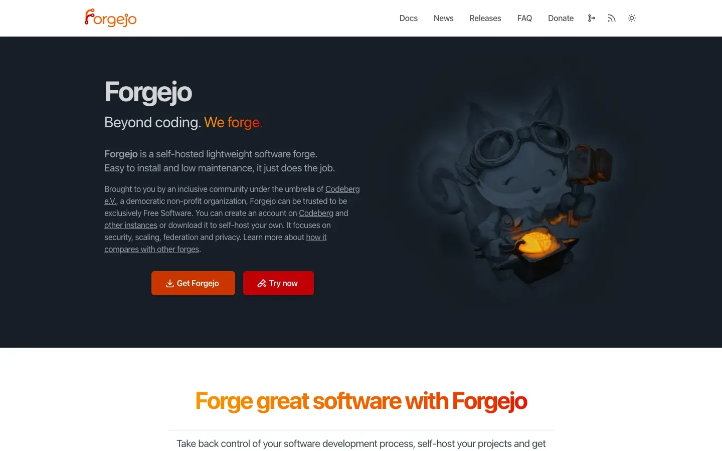 Homepage of Forgejo