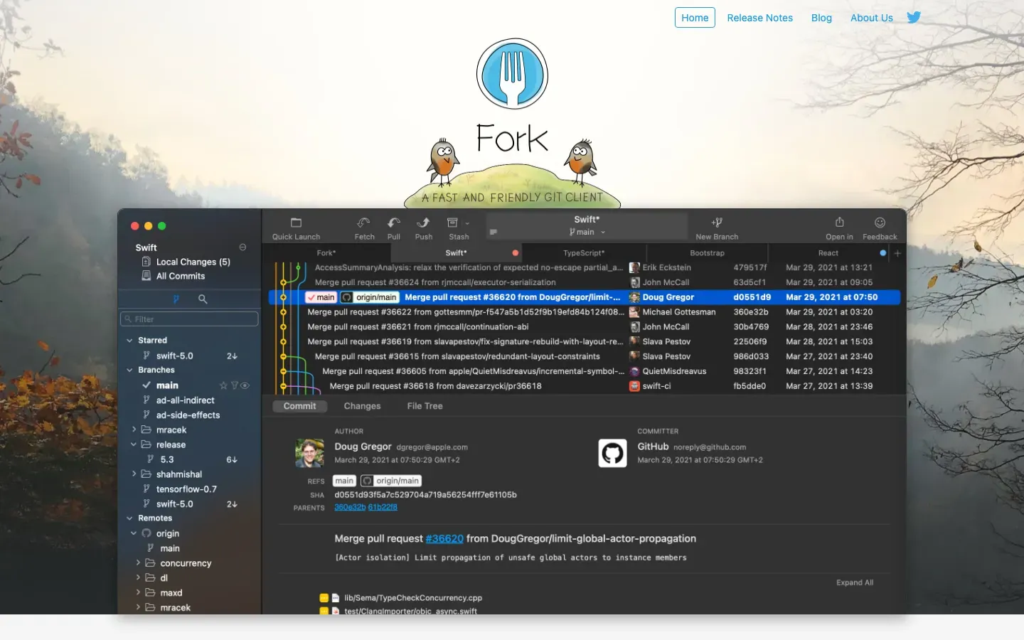 Homepage of Fork
