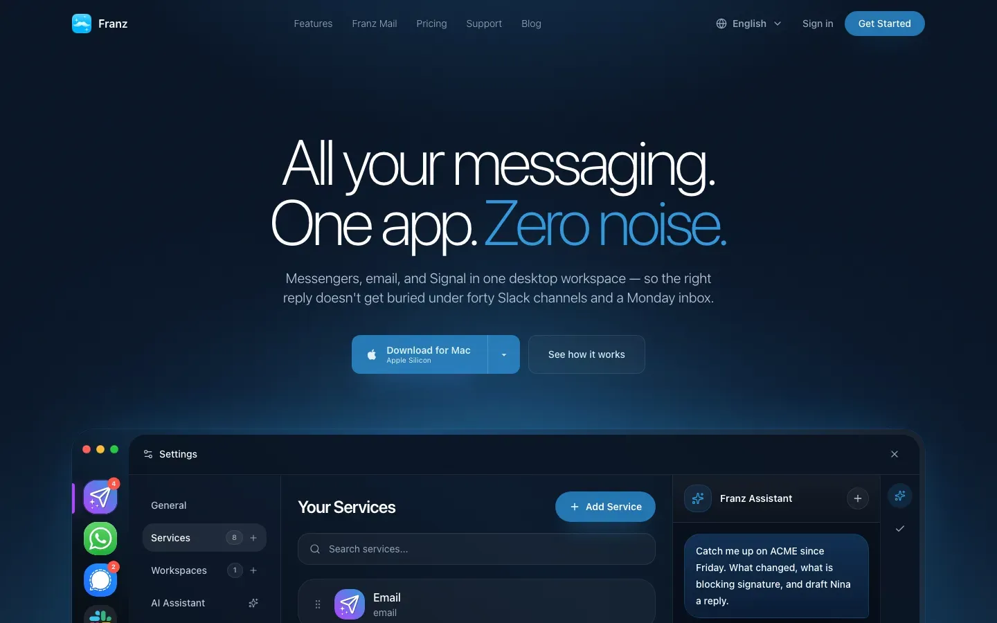 Homepage of Franz