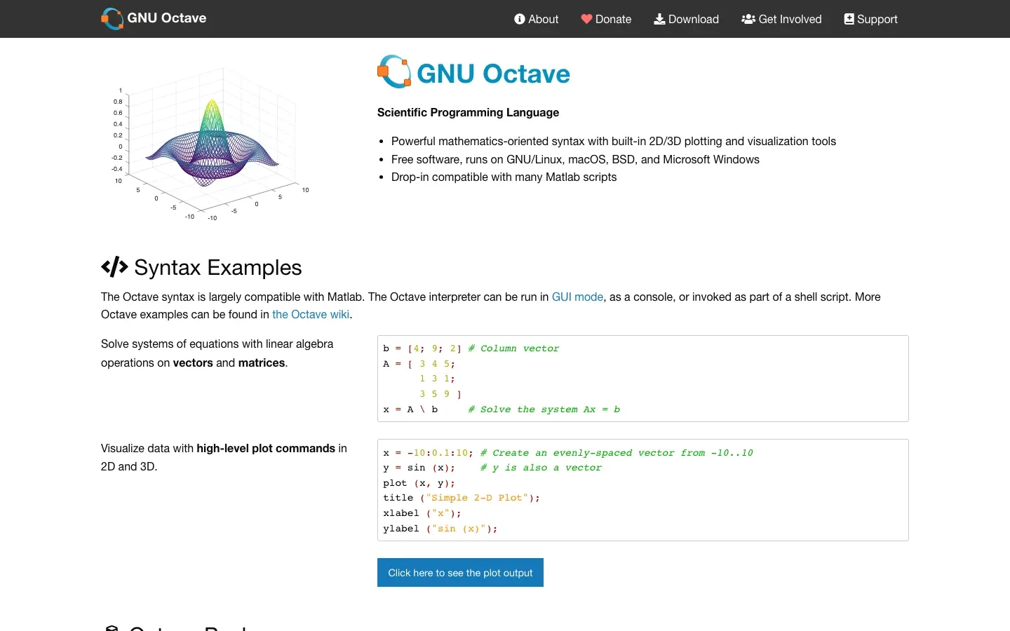 Homepage of GNU Octave