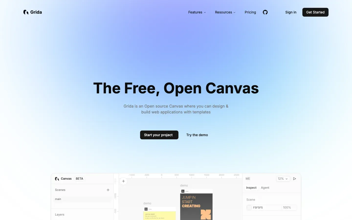 Homepage of Grida