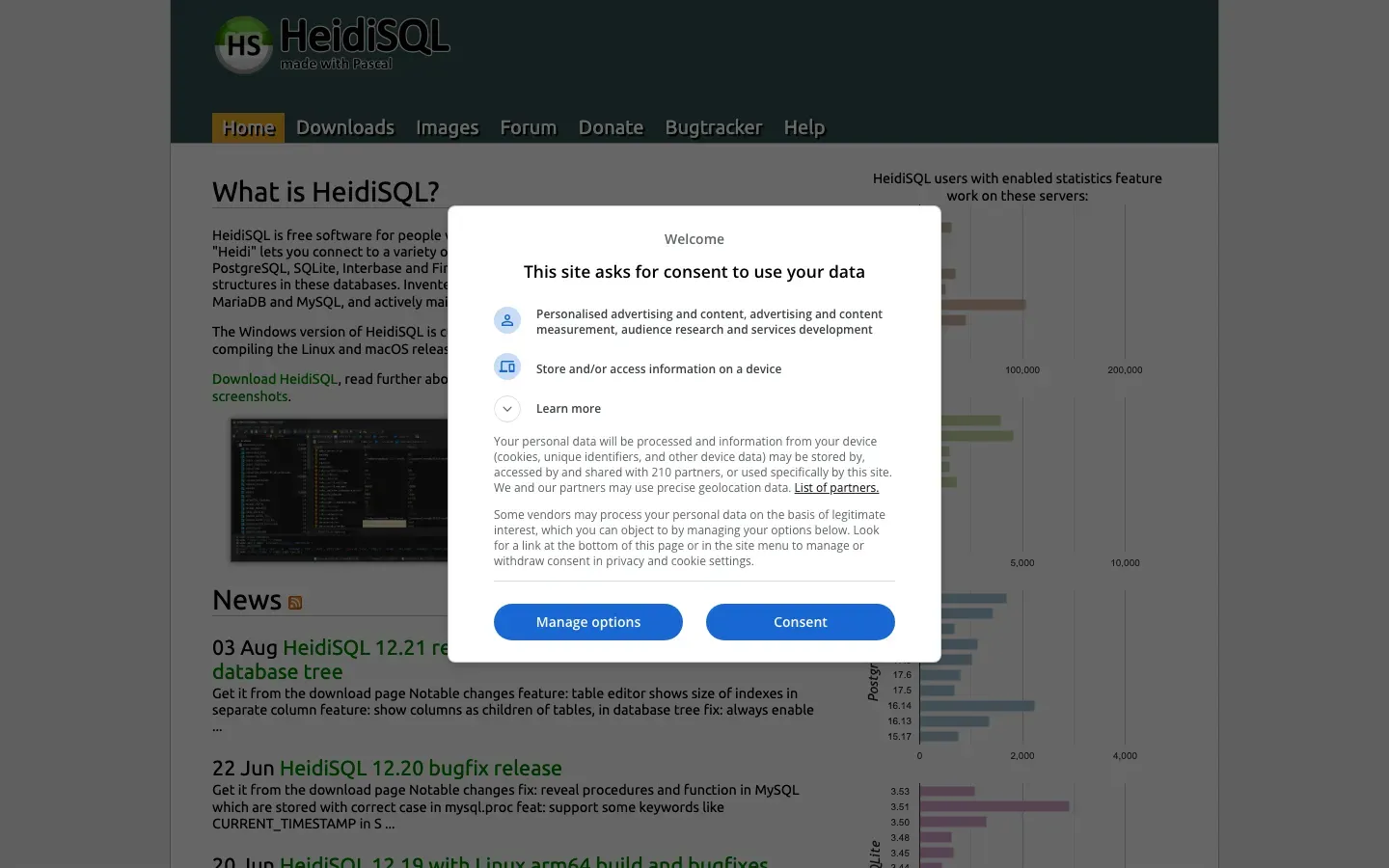 Homepage of HeidiSQL