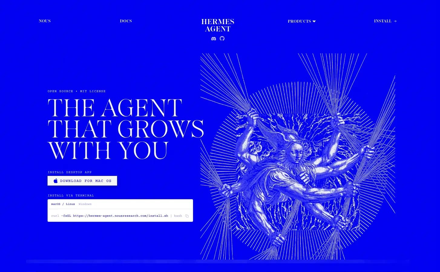 Homepage of Hermes Agent