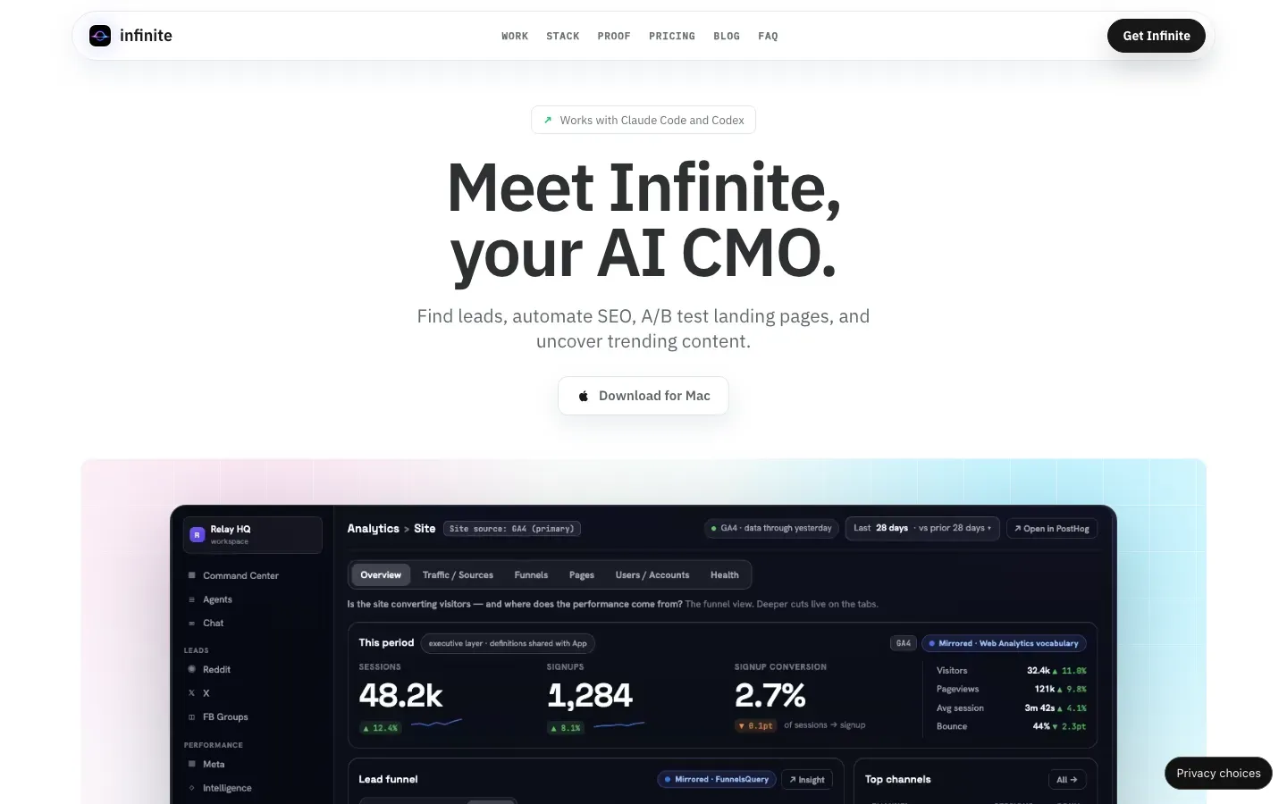 Homepage of Infinite