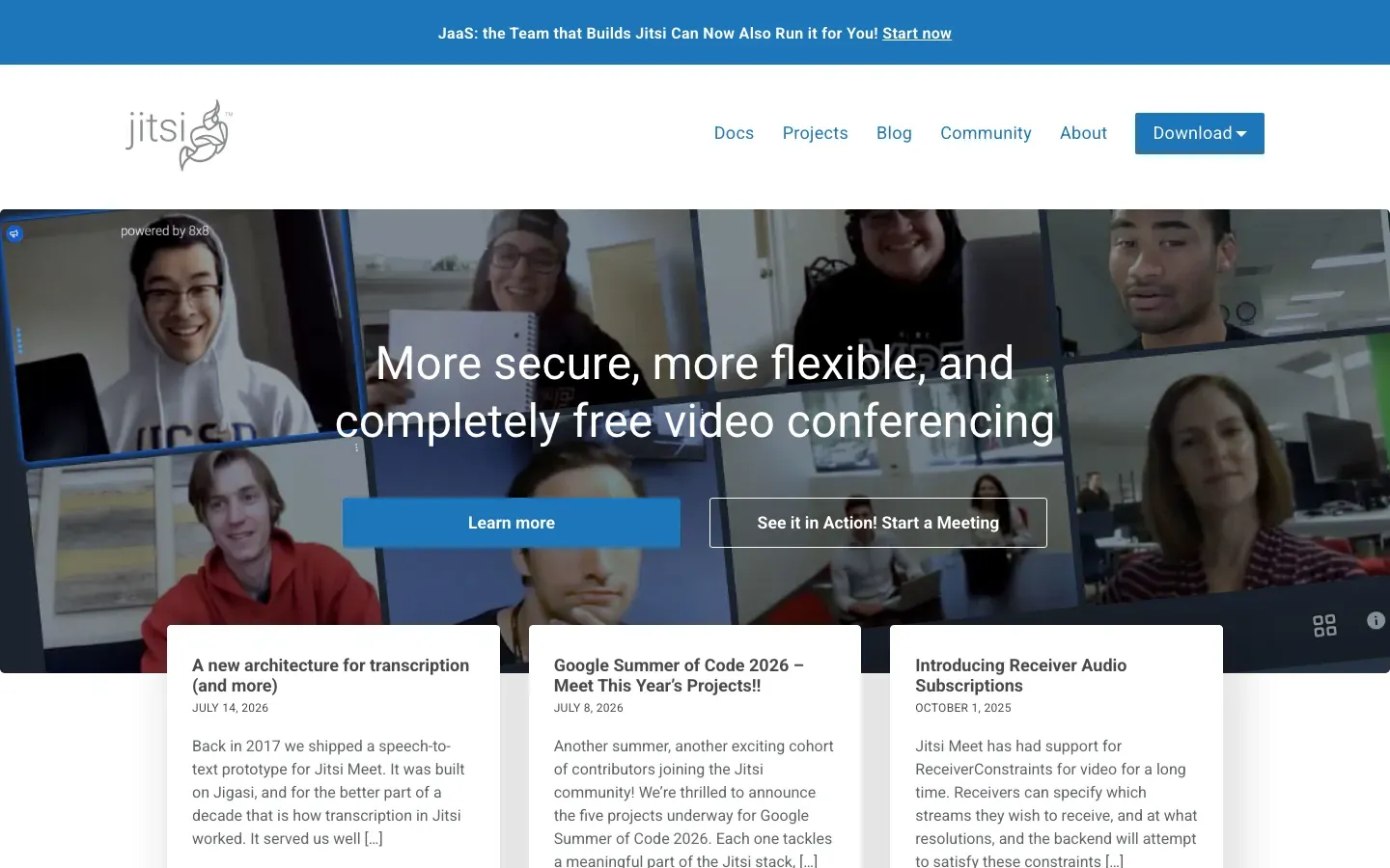 Homepage of Jitsi