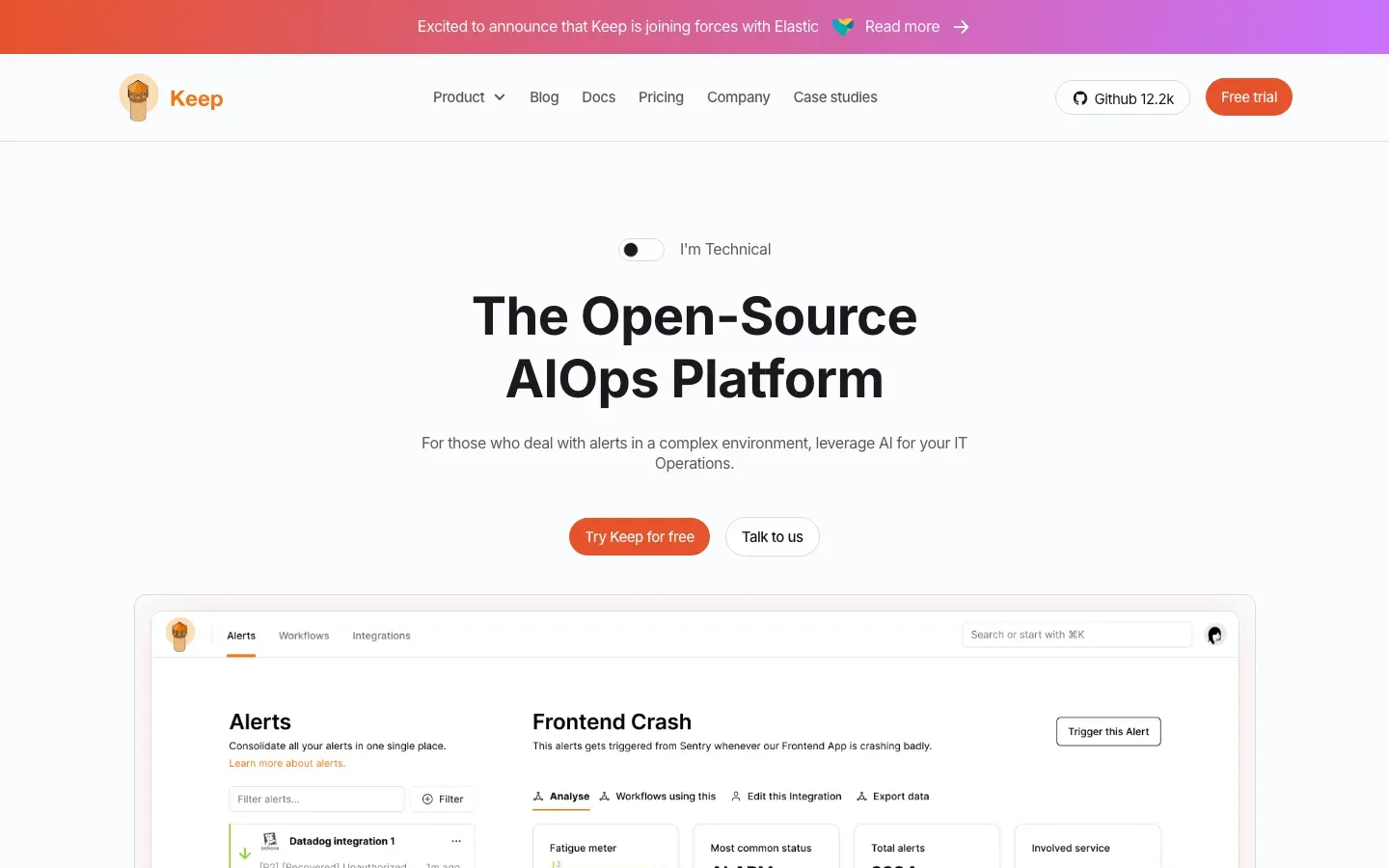 Homepage of Keep