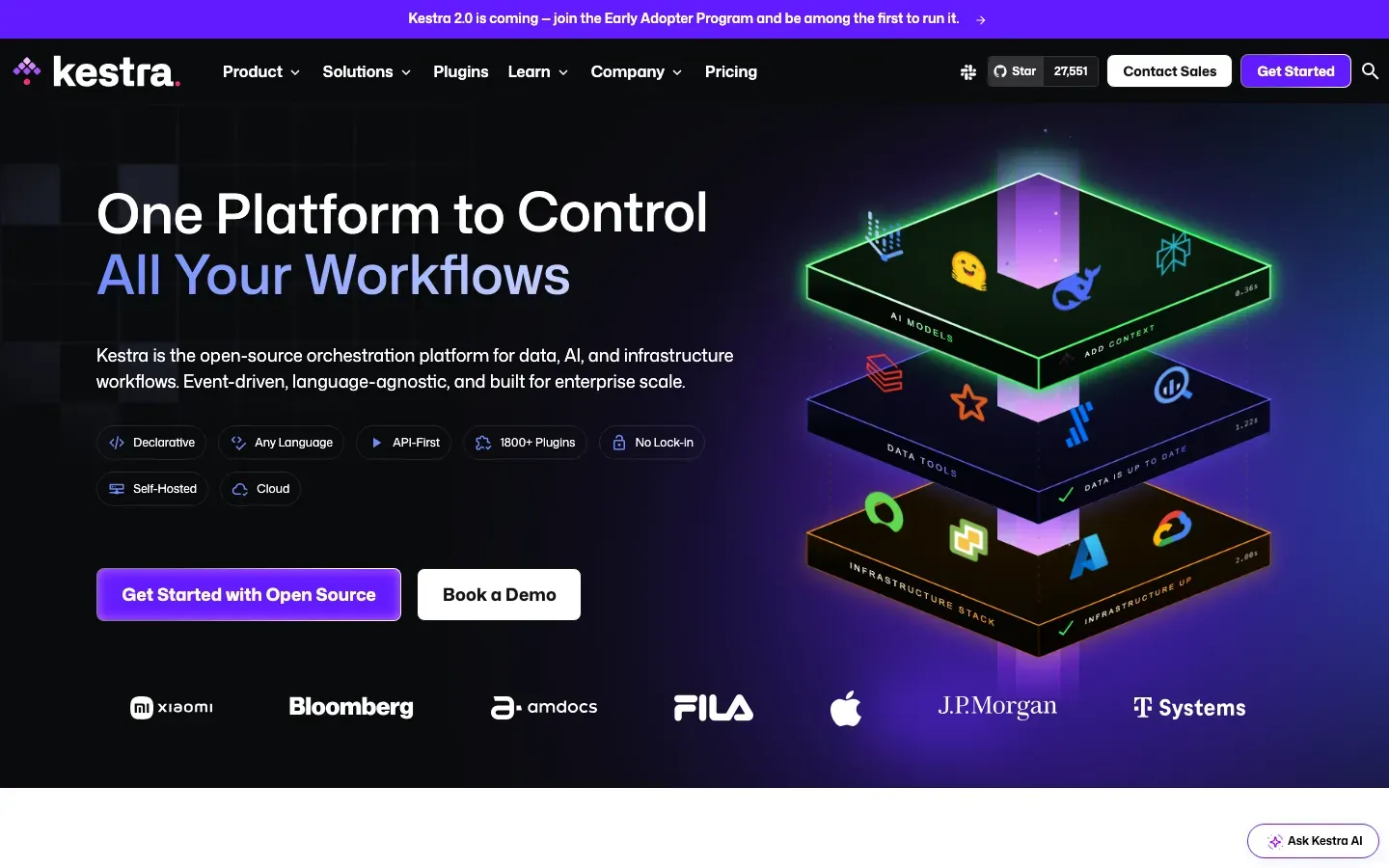 Homepage of Kestra