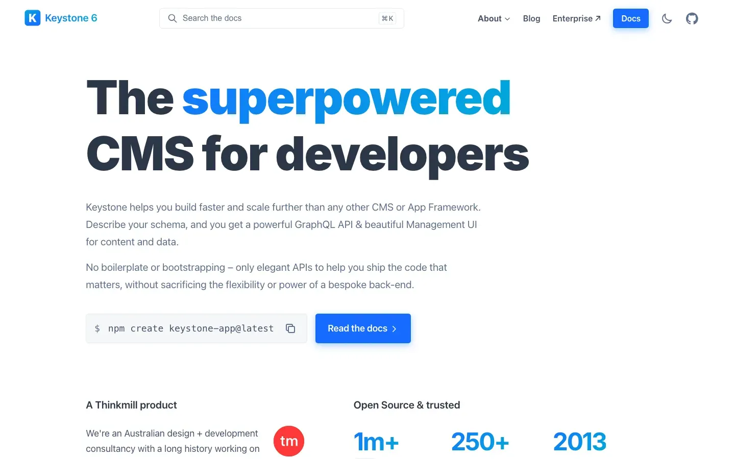 Homepage of Keystone