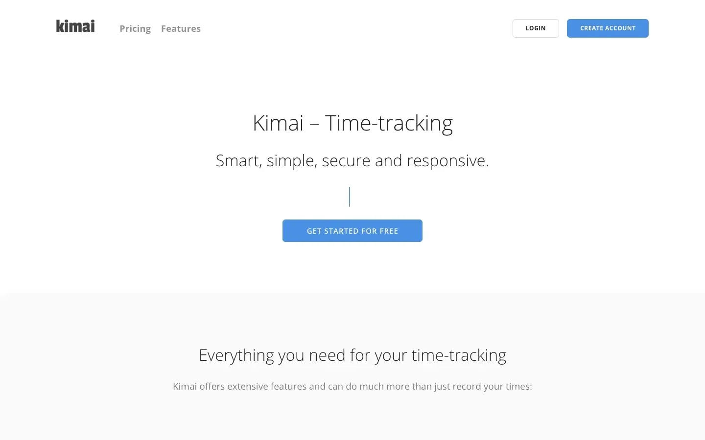 Homepage of Kimai