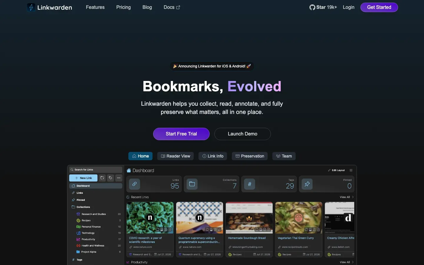 Homepage of Linkwarden