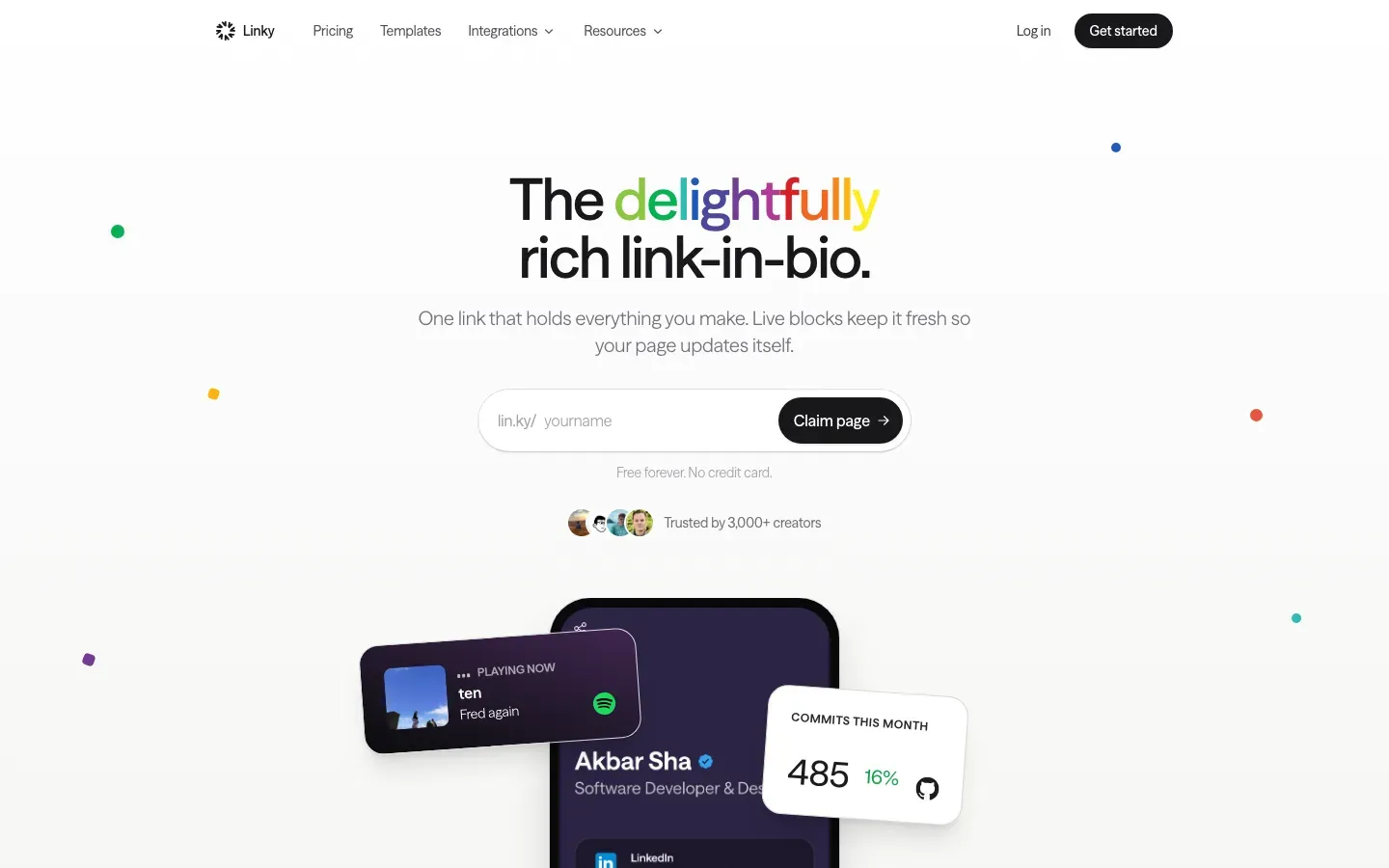 Homepage of Linky