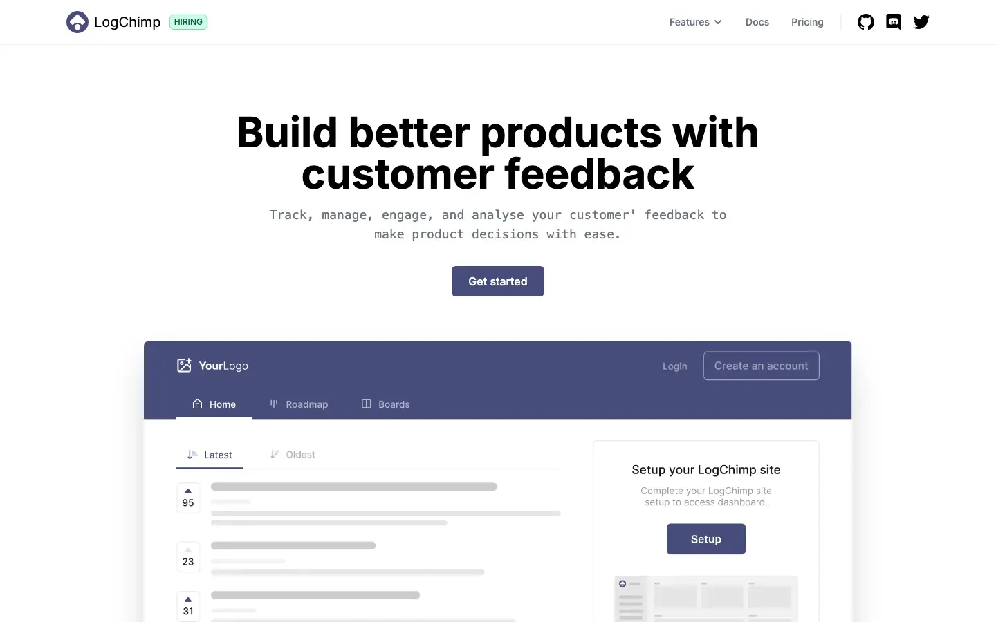 Homepage of LogChimp