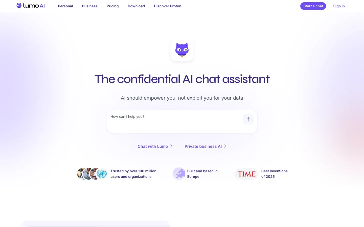 Homepage of Lumo
