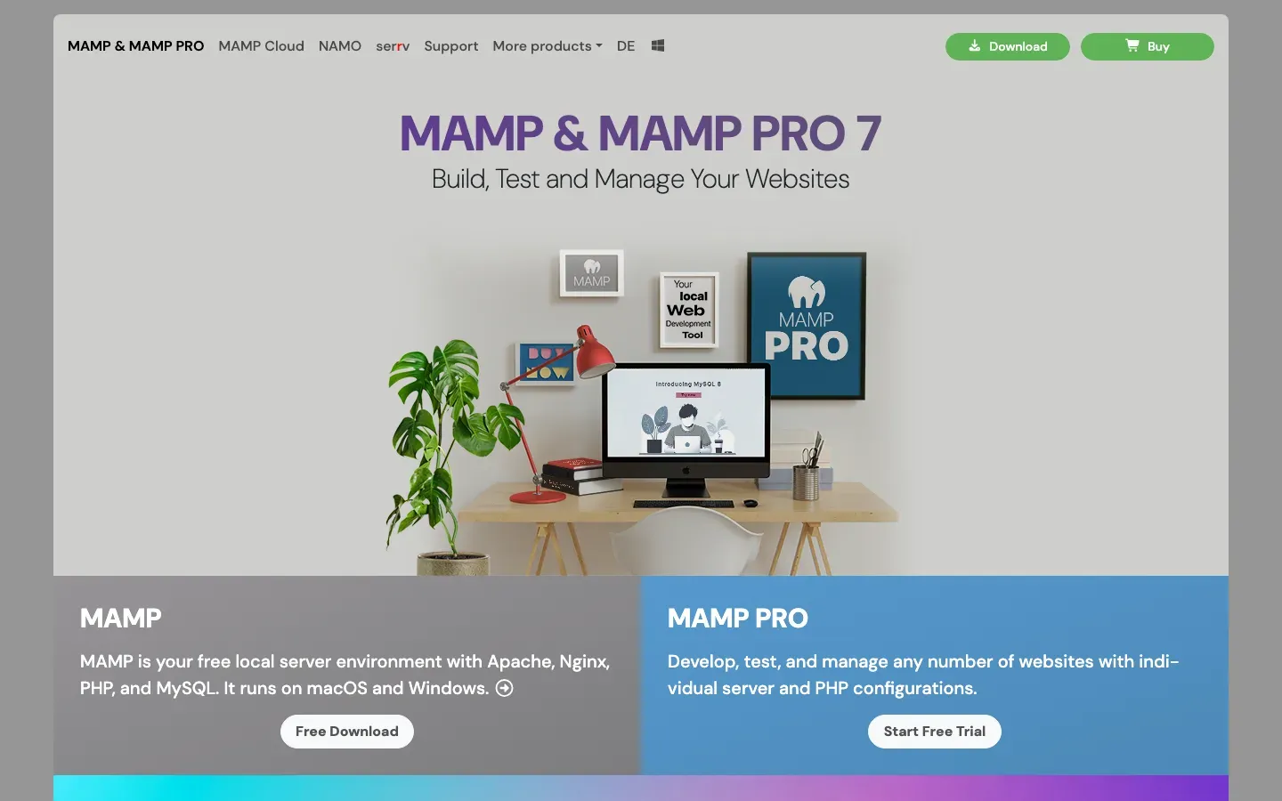Homepage of MAMP