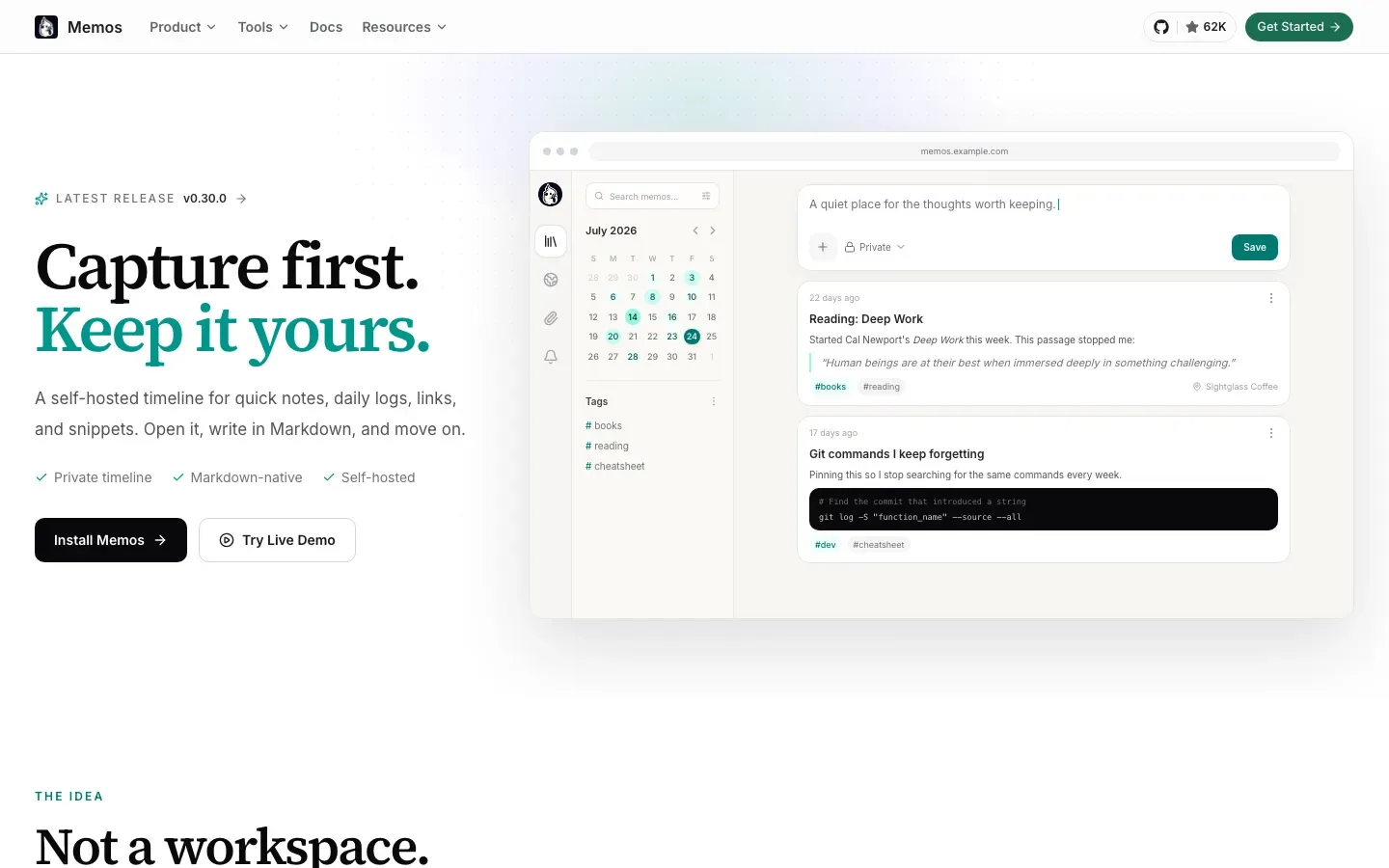 Homepage of Memos