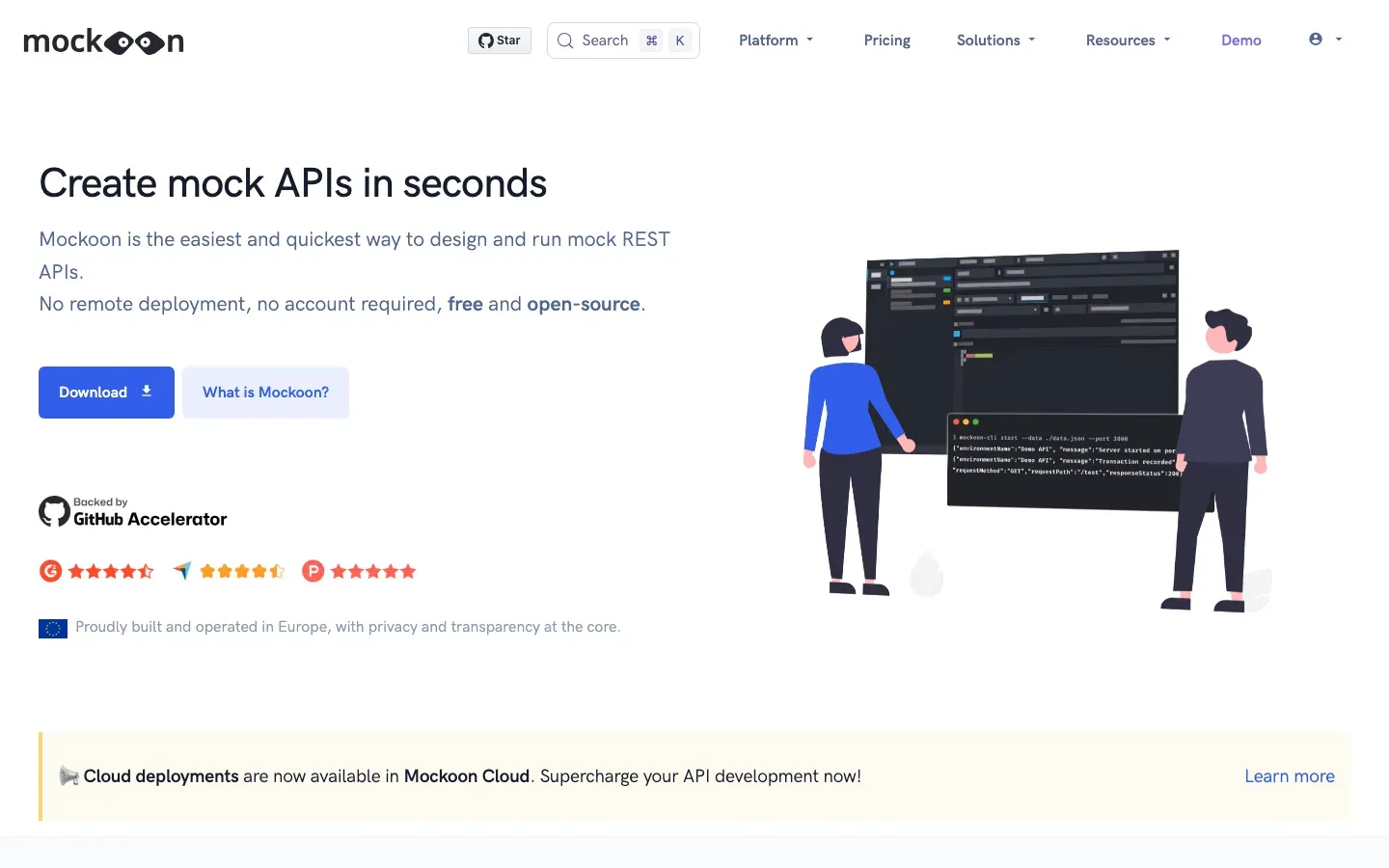 Homepage of Mockoon