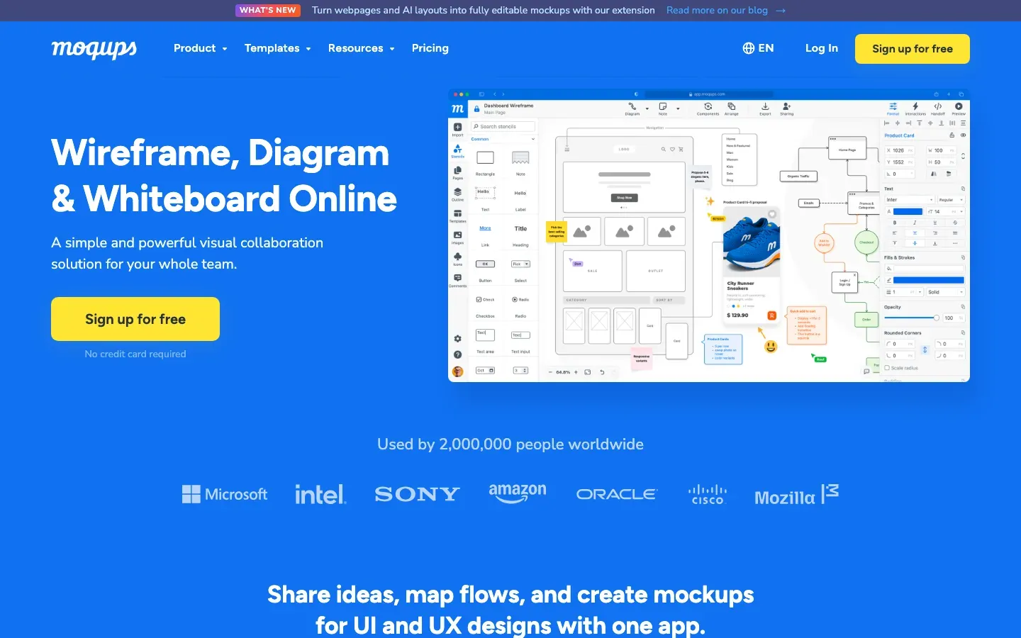 Homepage of Moqups