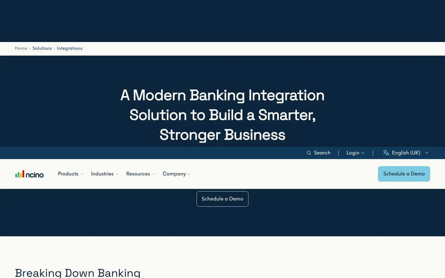 Homepage of nCino Integration Gateway
