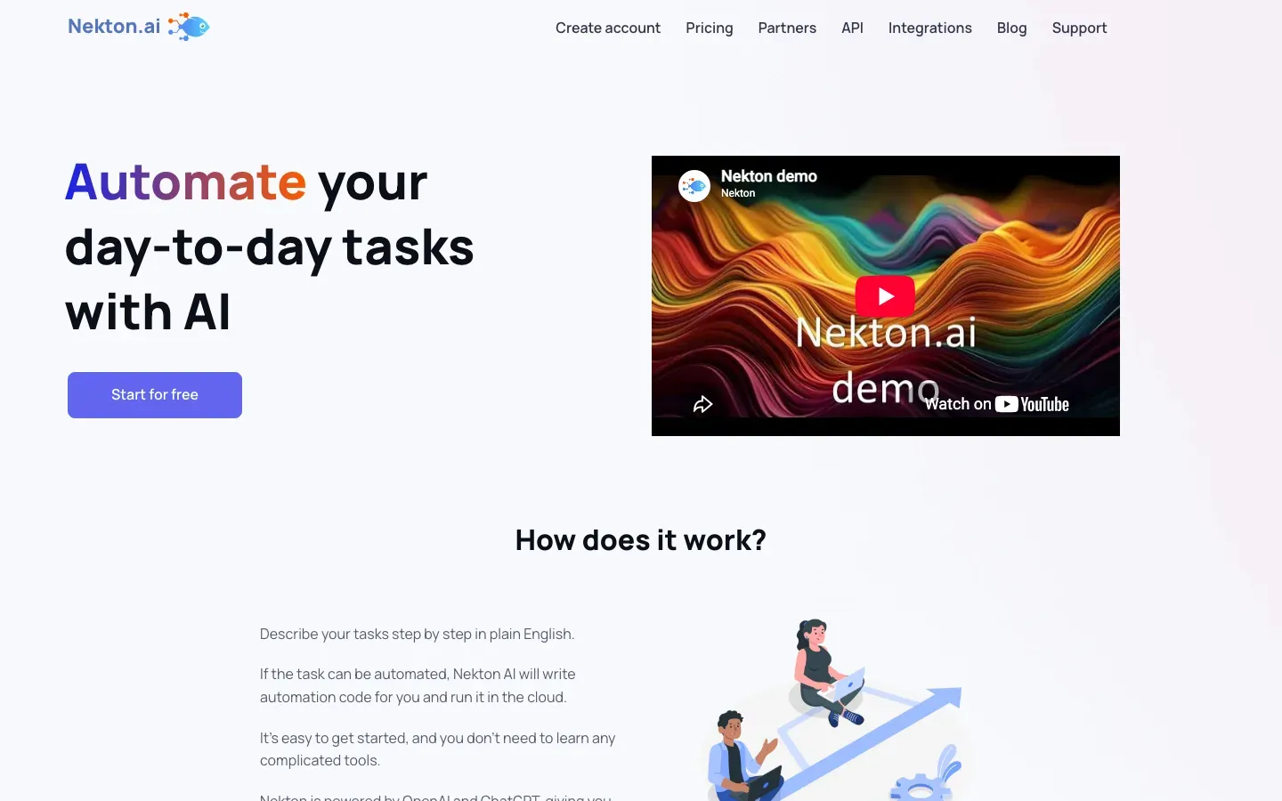 Homepage of Nekton.ai