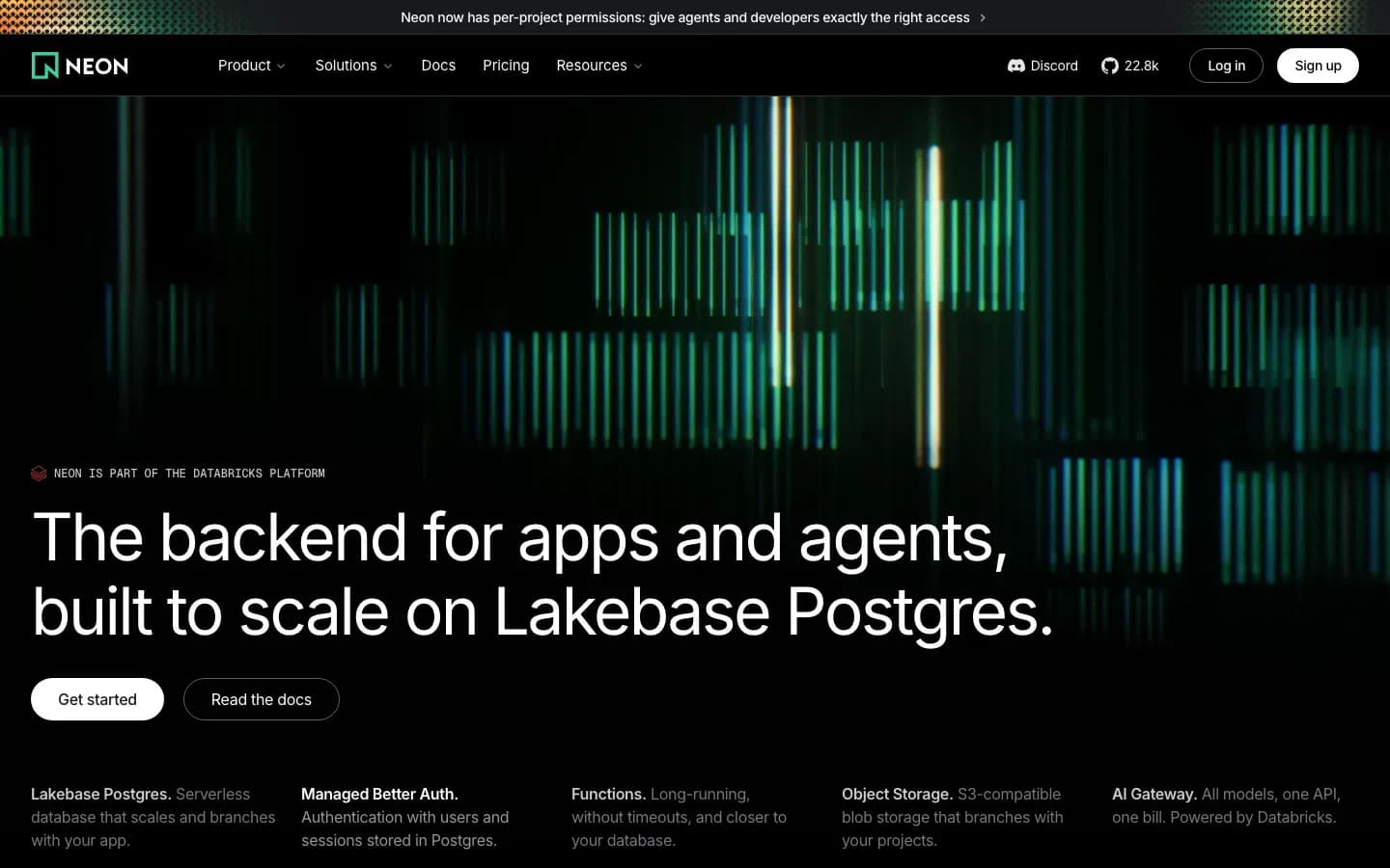 Homepage of Neon