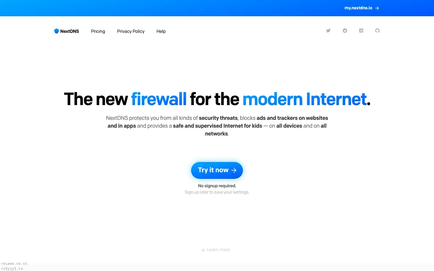 Homepage of NextDNS