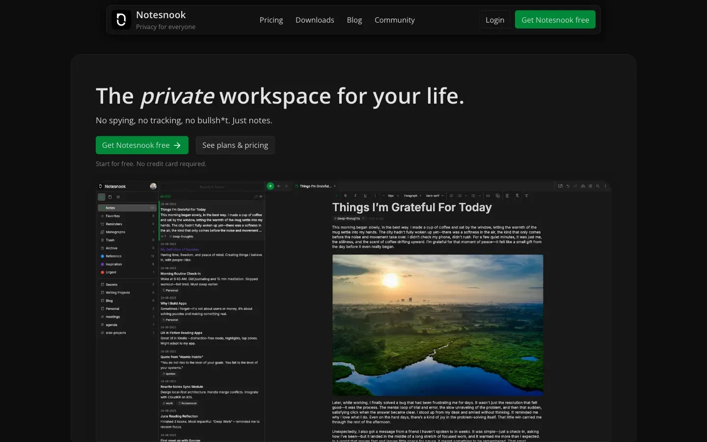 Homepage of Notesnook