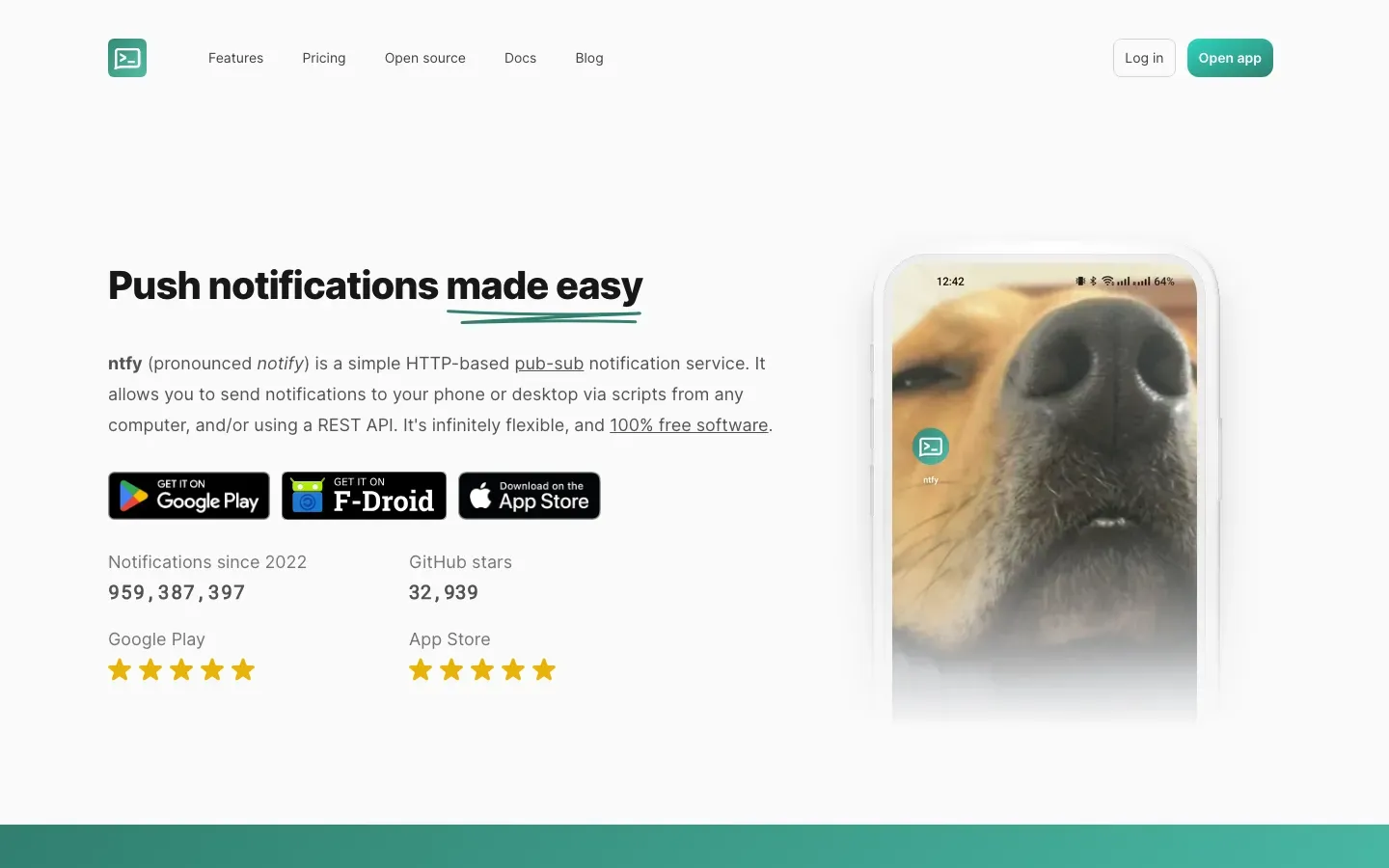 Homepage of ntfy